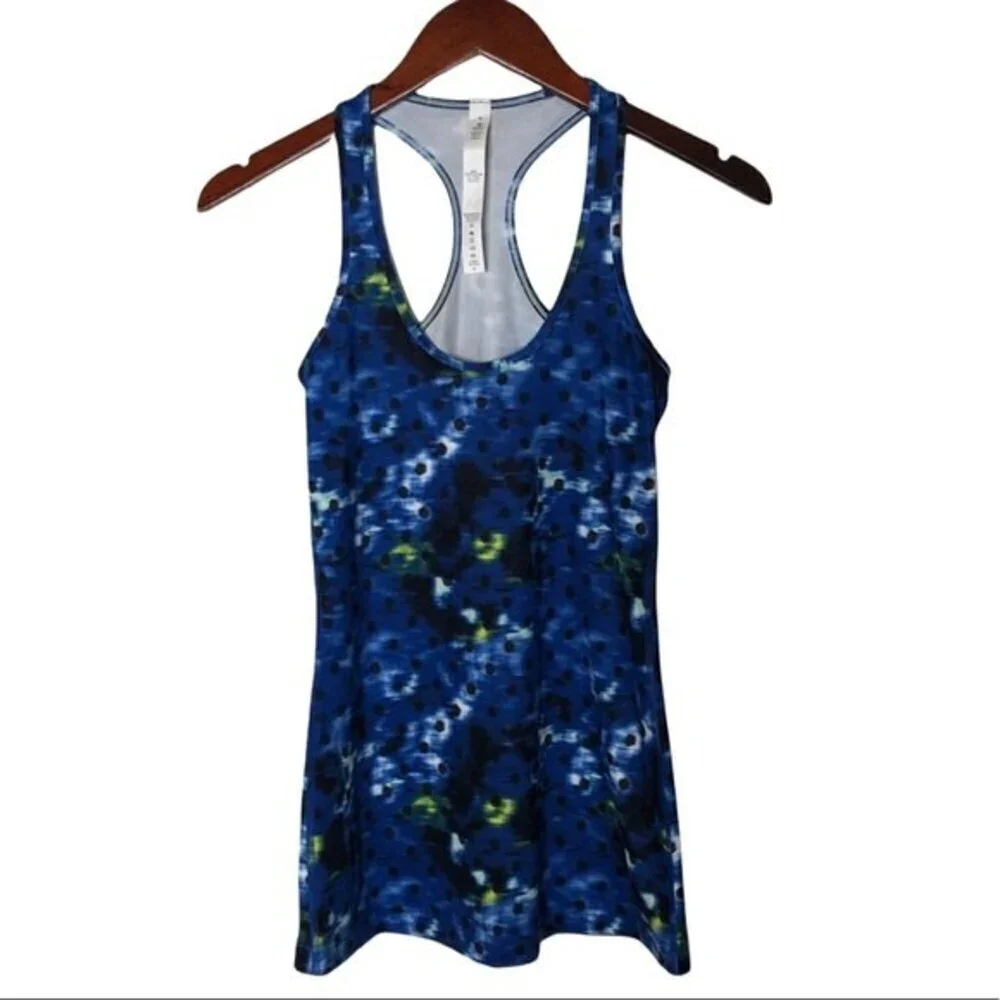 Lululemon‎ Cool Racerback Tank Top Windy Blooms Sapphire Size 4 Floral Print